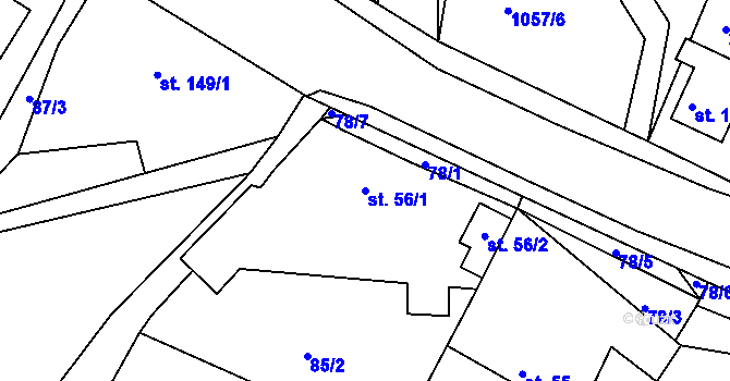 Parcela st. 56/1 v KÚ Dražice u Tábora, Katastrální mapa
