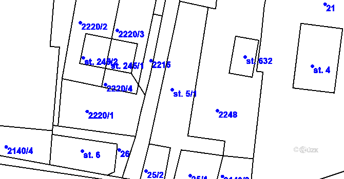 Parcela st. 5/1 v KÚ Dražice u Tábora, Katastrální mapa