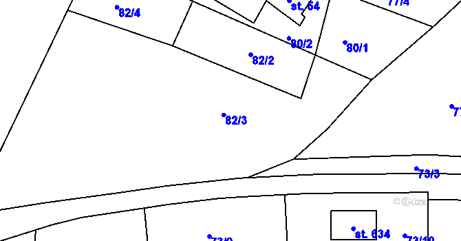 Parcela st. 82/1 v KÚ Dražice u Tábora, Katastrální mapa