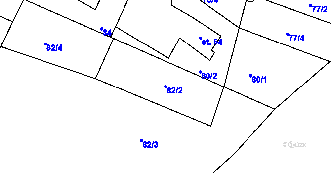 Parcela st. 82/2 v KÚ Dražice u Tábora, Katastrální mapa