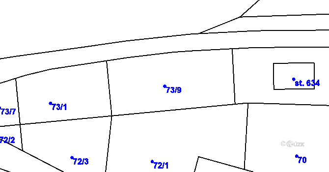 Parcela st. 73/9 v KÚ Dražice u Tábora, Katastrální mapa