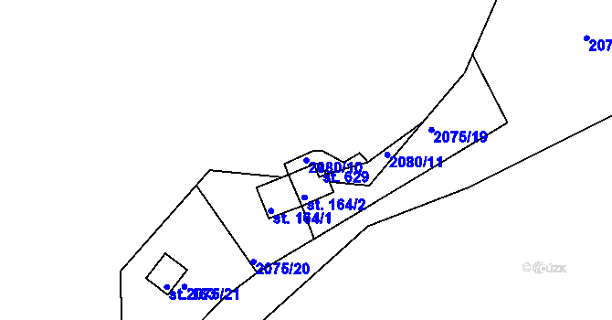 Parcela st. 2080/10 v KÚ Dražice u Tábora, Katastrální mapa