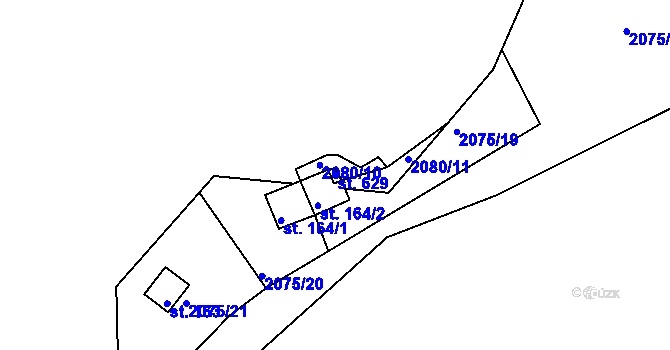 Parcela st. 629 v KÚ Dražice u Tábora, Katastrální mapa
