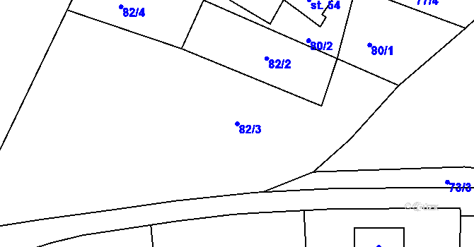 Parcela st. 82/3 v KÚ Dražice u Tábora, Katastrální mapa
