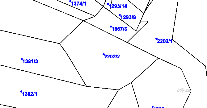 Parcela st. 2202/2 v KÚ Dražice u Tábora, Katastrální mapa