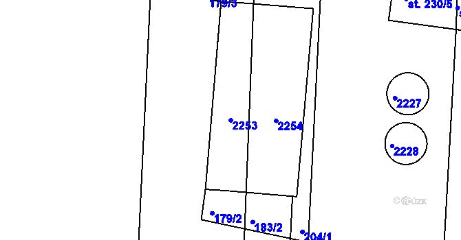Parcela st. 2253 v KÚ Dražice u Tábora, Katastrální mapa