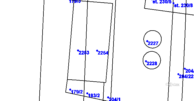 Parcela st. 2254 v KÚ Dražice u Tábora, Katastrální mapa