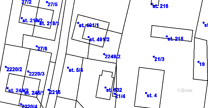 Parcela st. 2248/2 v KÚ Dražice u Tábora, Katastrální mapa