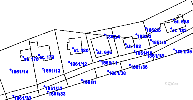 Parcela st. 646 v KÚ Dražice u Tábora, Katastrální mapa