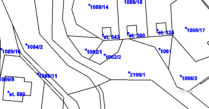 Parcela st. 1062/2 v KÚ Dražice u Tábora, Katastrální mapa