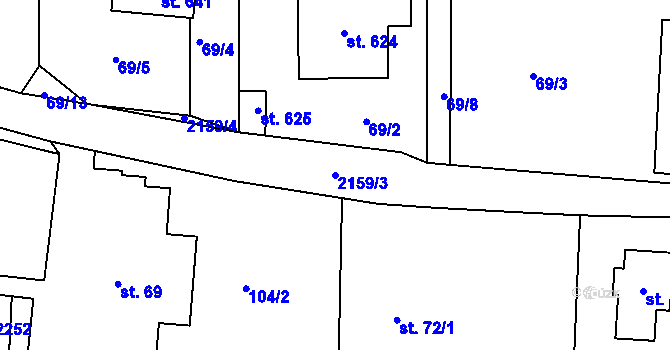 Parcela st. 2159/3 v KÚ Dražice u Tábora, Katastrální mapa