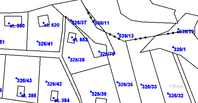 Parcela st. 326/78 v KÚ Dražice u Tábora, Katastrální mapa