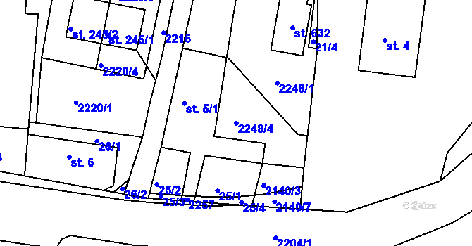 Parcela st. 2248/4 v KÚ Dražice u Tábora, Katastrální mapa