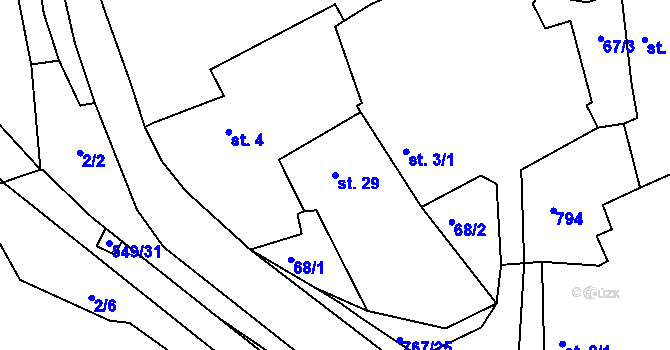 Parcela st. 29 v KÚ Drhovice, Katastrální mapa
