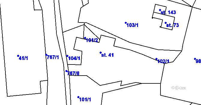 Parcela st. 41 v KÚ Drhovice, Katastrální mapa