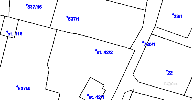 Parcela st. 42/2 v KÚ Drhovice, Katastrální mapa