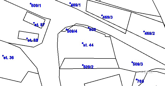 Parcela st. 44 v KÚ Drhovice, Katastrální mapa