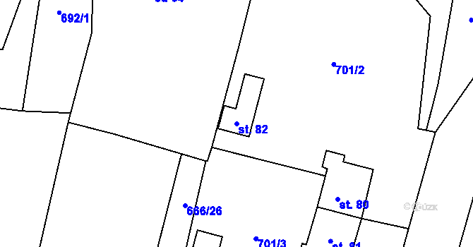 Parcela st. 82 v KÚ Drhovice, Katastrální mapa