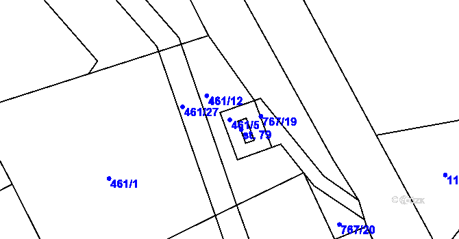 Parcela st. 461/5 v KÚ Drhovice, Katastrální mapa