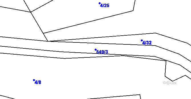 Parcela st. 549/3 v KÚ Drhovice, Katastrální mapa