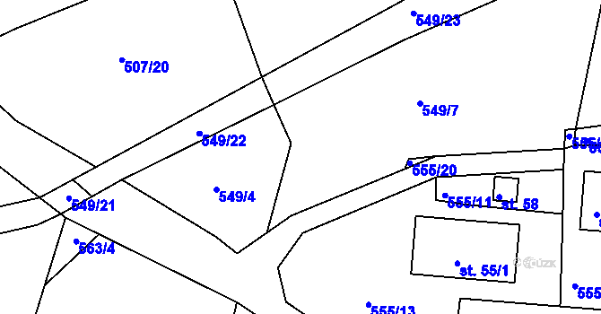Parcela st. 549/5 v KÚ Drhovice, Katastrální mapa