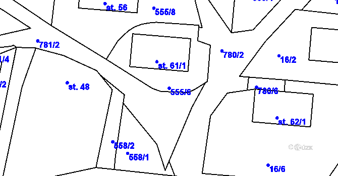 Parcela st. 555/6 v KÚ Drhovice, Katastrální mapa