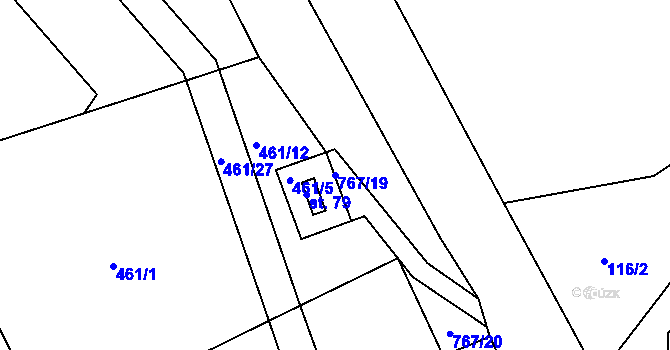 Parcela st. 767/19 v KÚ Drhovice, Katastrální mapa