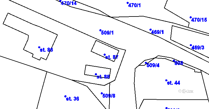 Parcela st. 87 v KÚ Drhovice, Katastrální mapa