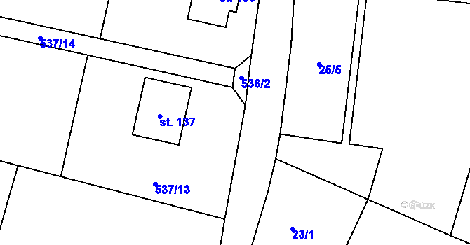 Parcela st. 536/3 v KÚ Drhovice, Katastrální mapa