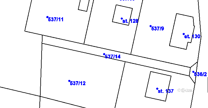 Parcela st. 537/14 v KÚ Drhovice, Katastrální mapa
