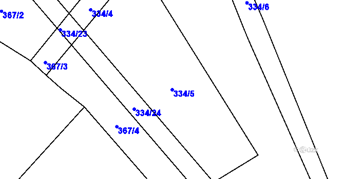 Parcela st. 334/5 v KÚ Drhovice, Katastrální mapa