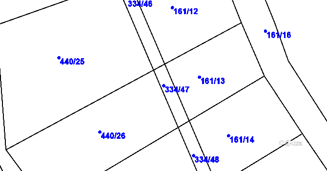 Parcela st. 334/47 v KÚ Drhovice, Katastrální mapa