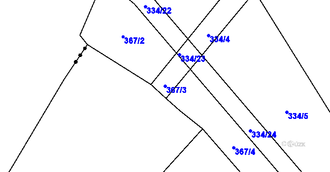 Parcela st. 367/3 v KÚ Drhovice, Katastrální mapa