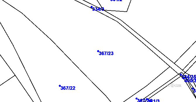 Parcela st. 367/23 v KÚ Drhovice, Katastrální mapa