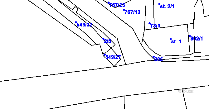 Parcela st. 549/27 v KÚ Drhovice, Katastrální mapa