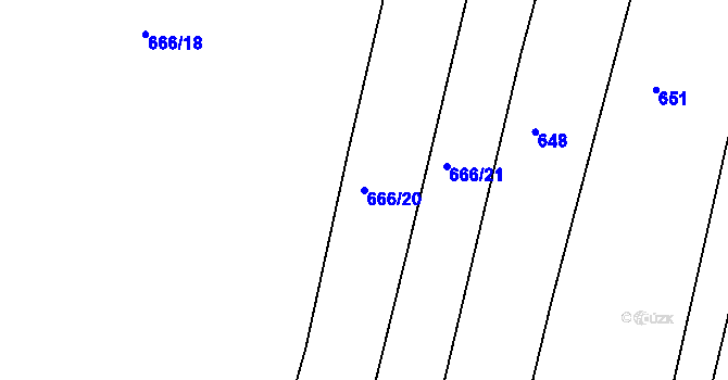 Parcela st. 666/20 v KÚ Drhovice, Katastrální mapa