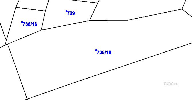 Parcela st. 736/18 v KÚ Drhovice, Katastrální mapa