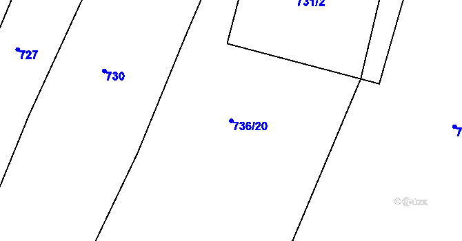 Parcela st. 736/20 v KÚ Drhovice, Katastrální mapa