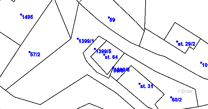 Parcela st. 64 v KÚ Meziříčí, Katastrální mapa