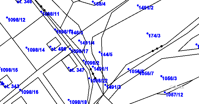 Parcela st. 144/5 v KÚ Meziříčí, Katastrální mapa