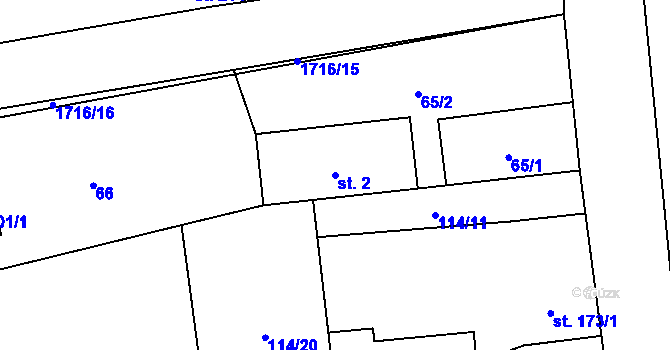 Parcela st. 2 v KÚ Dražíč, Katastrální mapa