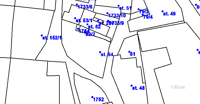 Parcela st. 54 v KÚ Dražíč, Katastrální mapa