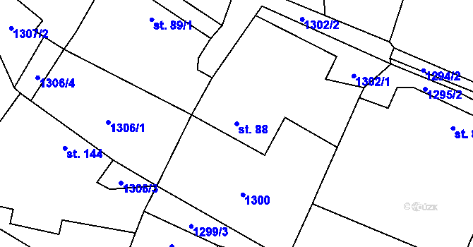 Parcela st. 88 v KÚ Dražíč, Katastrální mapa