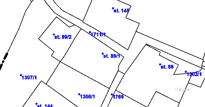 Parcela st. 89/1 v KÚ Dražíč, Katastrální mapa