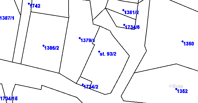 Parcela st. 93/2 v KÚ Dražíč, Katastrální mapa