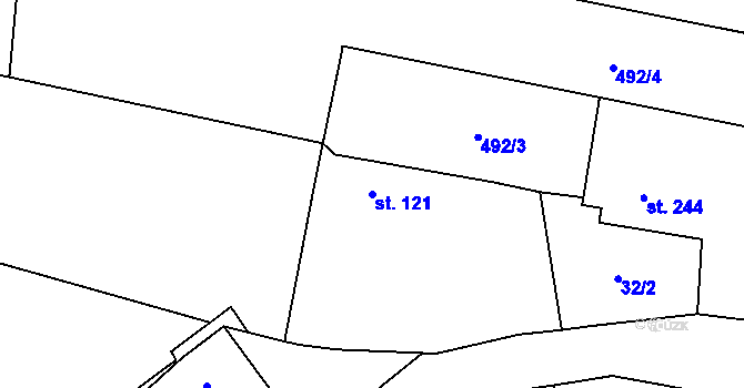 Parcela st. 121 v KÚ Dražíč, Katastrální mapa