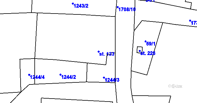 Parcela st. 123 v KÚ Dražíč, Katastrální mapa