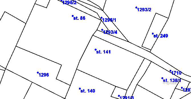 Parcela st. 141 v KÚ Dražíč, Katastrální mapa
