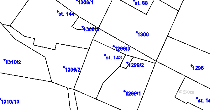 Parcela st. 143 v KÚ Dražíč, Katastrální mapa