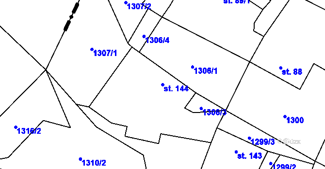 Parcela st. 144 v KÚ Dražíč, Katastrální mapa